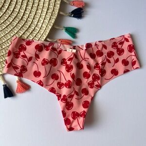 Victoria's Secret No-Show Thong Panty Pink Hope Cherry Hearts XS NEW